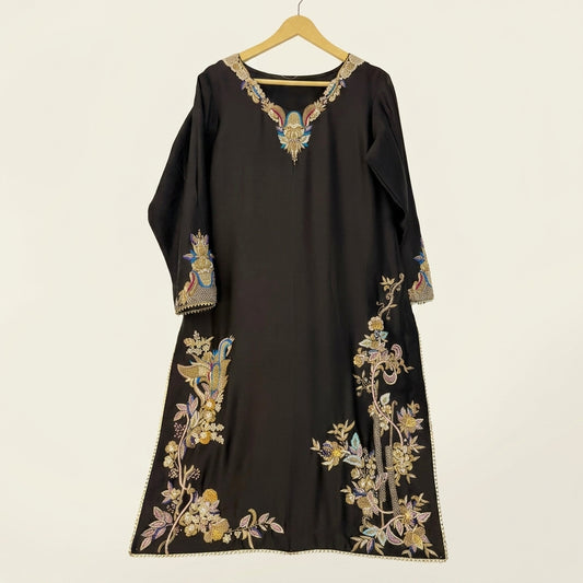 Black Designer Shirt, Trouser & Dupatta