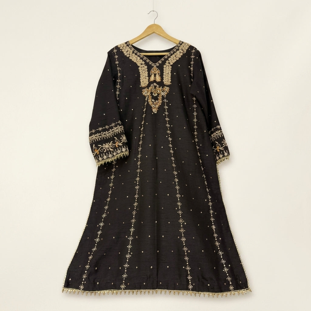 Premium Black Shirt with Elegant Dupatta & Trouser