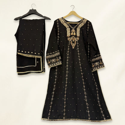 Premium Black Shirt with Elegant Dupatta & Trouser