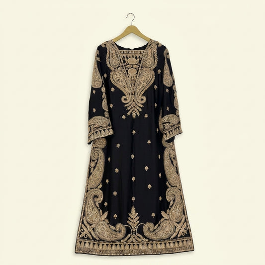 Luxury Handmade Black Velvet Ensemble | Shirt, Trouser & Dupatta