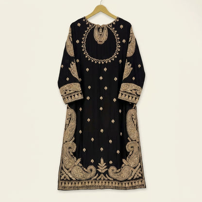 Luxury Handmade Black Velvet Ensemble | Shirt, Trouser & Dupatta