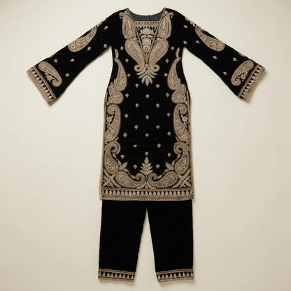 Noir Royale – Handcrafted Black Velvet Luxury Shirt